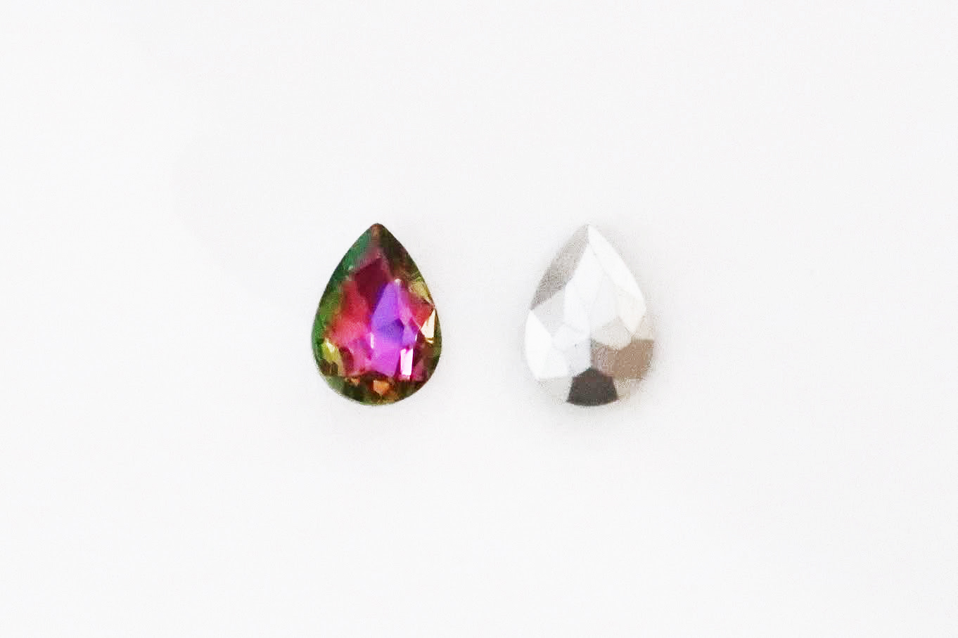 Piedra Cristal Gota 14 X 10 Mm Tornasol Verde Y Fucsia Bolsa De 2 Piedras Manualidades Dayana